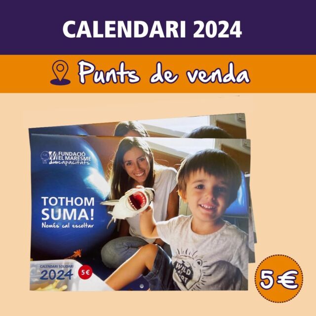 📆 2024 està a tocar i nosaltres volem acompanyar-te, al llarg d’aquest nou any, amb el nostre calendari solidari!

🔝 Un calendari que vol posar en valor els coneixements i les experteses de les persones ateses. Com diu el lema del calendari: TOTHOM SUMA! i, de ben segur, et seran útils els consells que trobaràs cada mes 😊

👉🏻Llisca la foto per veure tots els punts de venda! 🛒

Moltes gràcies als comerços col•laboradors i a totes les persones que esteu comprant el calendari! 🧡

#fundacióelmaresme #calendari2024 #calendarisolidari #personesambdiscapacitat #mataró #calendariosolidario